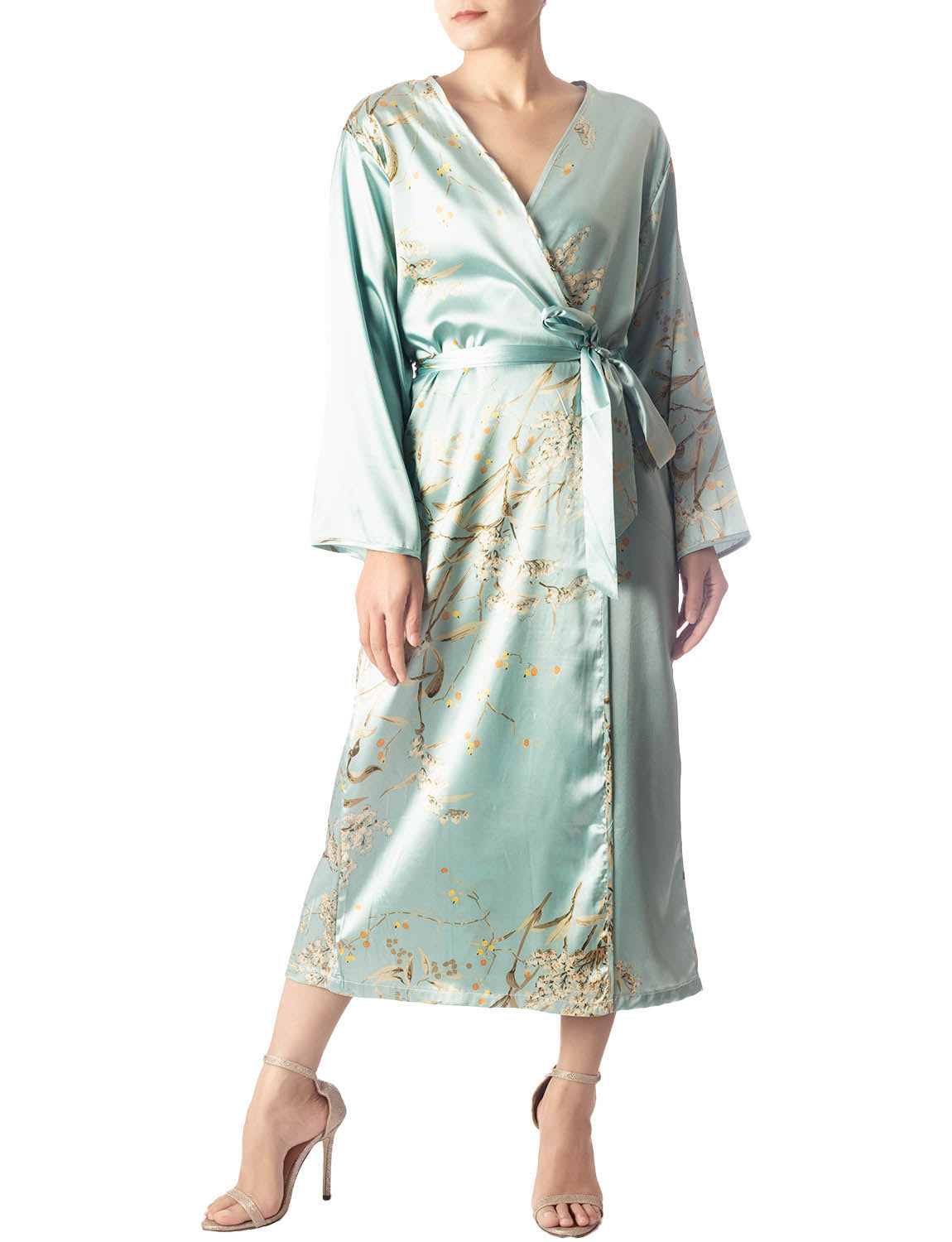 Women's Floral Patterned Long Sleeve Fashion Stylish Long Robe
