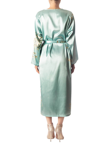Women's Floral Patterned Long Sleeve Fashion Stylish Long Robe