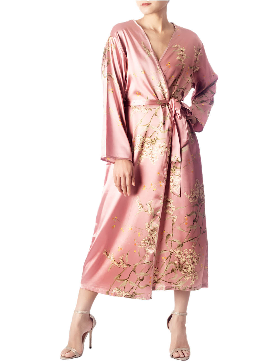 Women's Floral Patterned Long Sleeve Fashion Stylish Long Robe