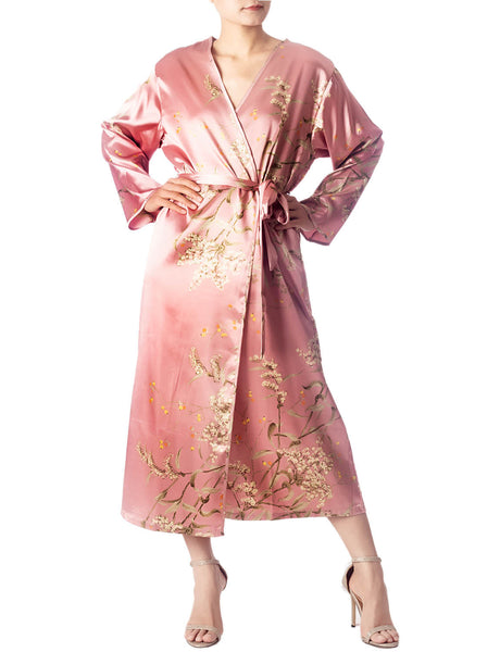 Women's Floral Patterned Long Sleeve Fashion Stylish Long Robe