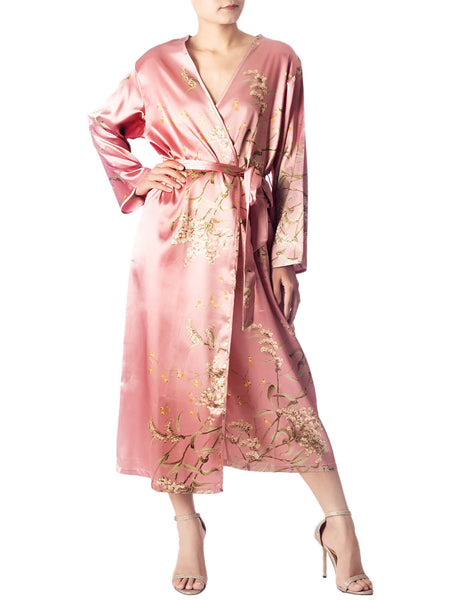 Women's Floral Patterned Long Sleeve Fashion Stylish Long Robe