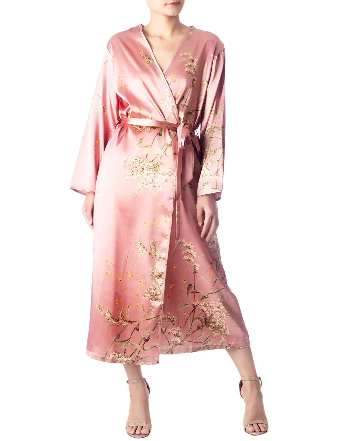 Women's Floral Patterned Long Sleeve Fashion Stylish Long Robe