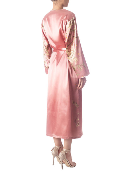 Women's Floral Patterned Long Sleeve Fashion Stylish Long Robe