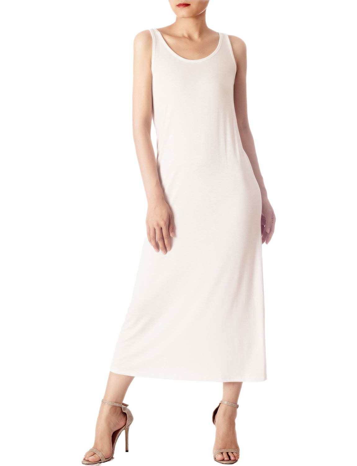 Women's Modal Cozy Crew Neck Sleeveless Long Full Slip