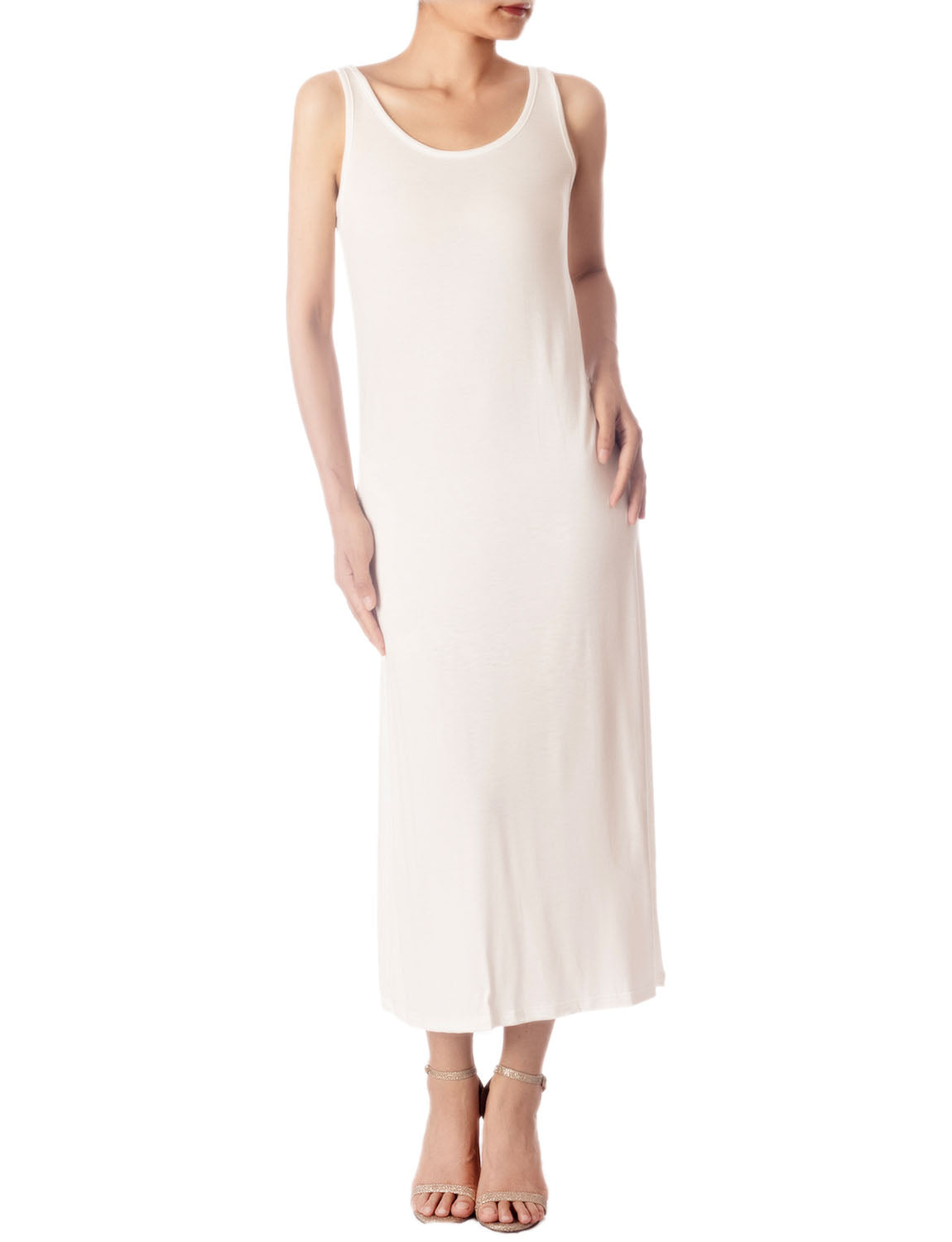 Women's Modal Cozy Crew Neck Sleeveless Long Full Slip