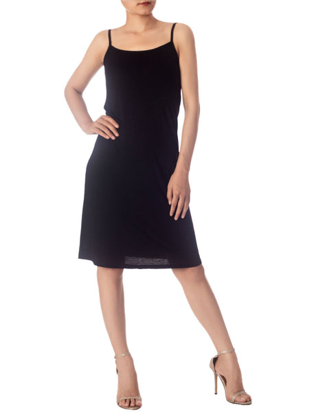Women's Modal Knee Length Spaghetti Strap Stripes Full Slip