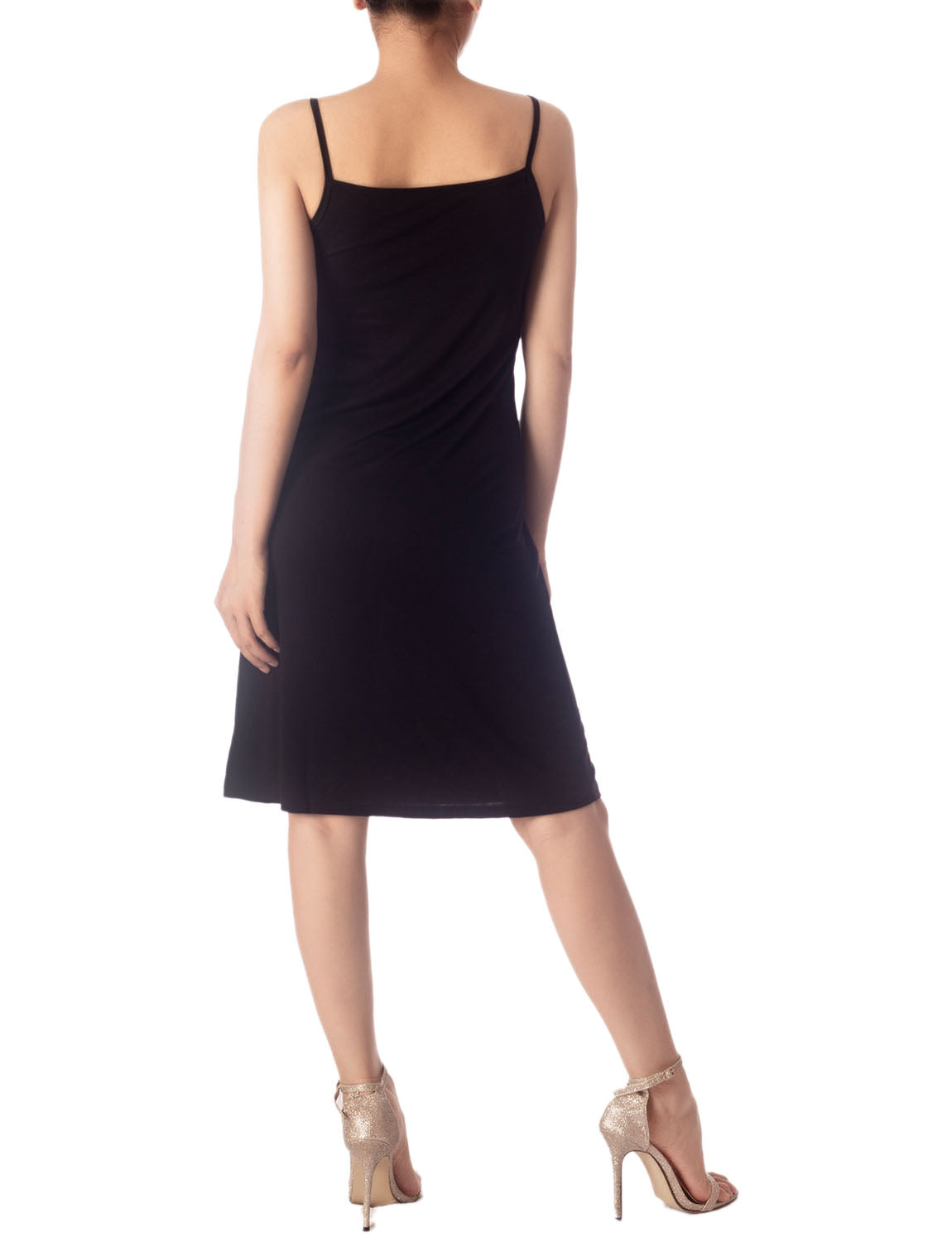 Women's Modal Knee Length Spaghetti Strap Stripes Full Slip