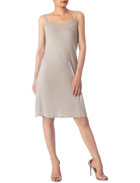 Women's Modal Knee Length Spaghetti Strap Stripes Full Slip