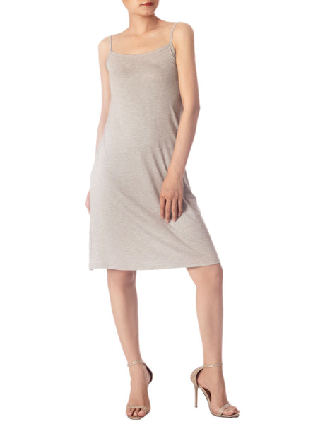 Women's Modal Knee Length Spaghetti Strap Stripes Full Slip