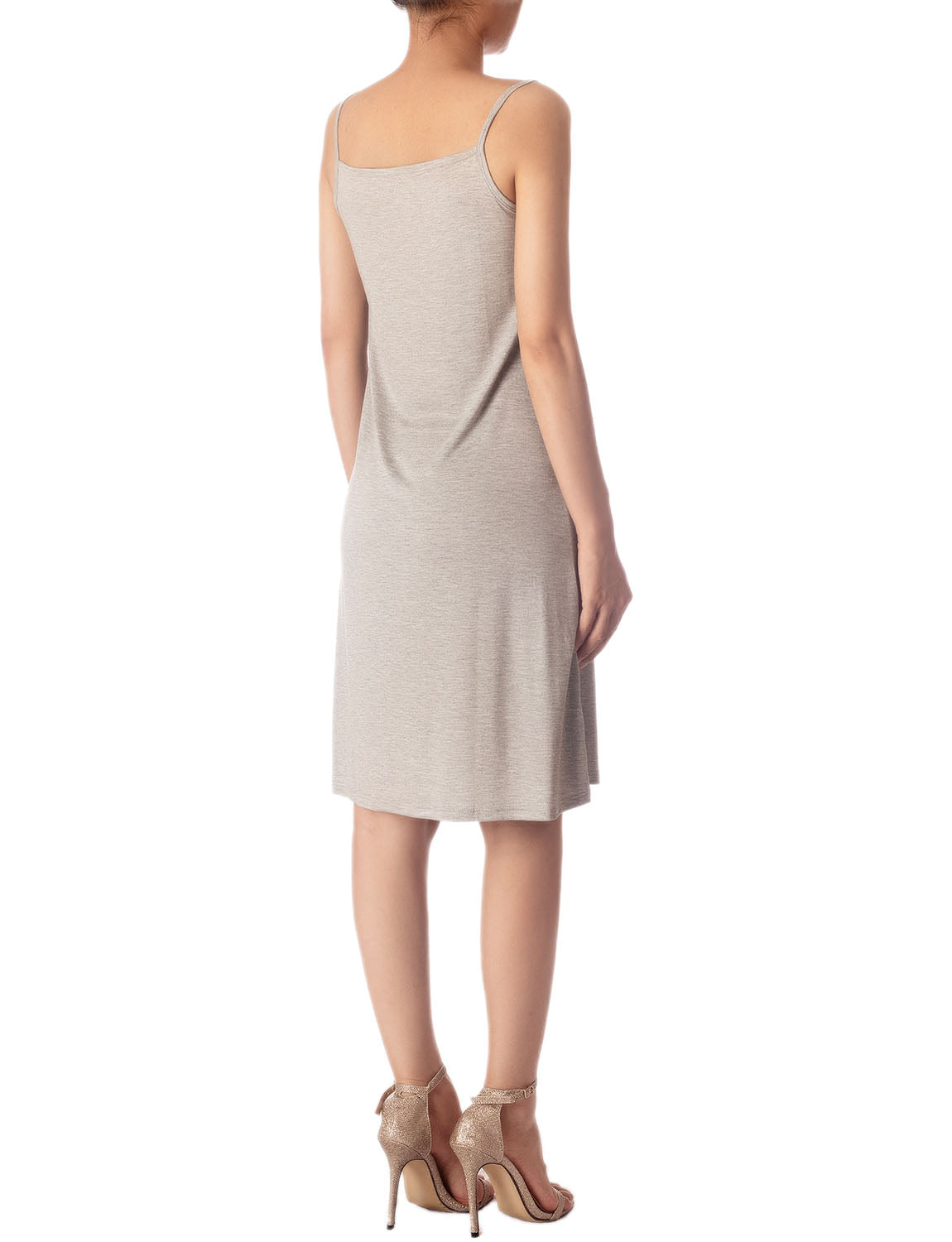 Women's Modal Knee Length Spaghetti Strap Stripes Full Slip