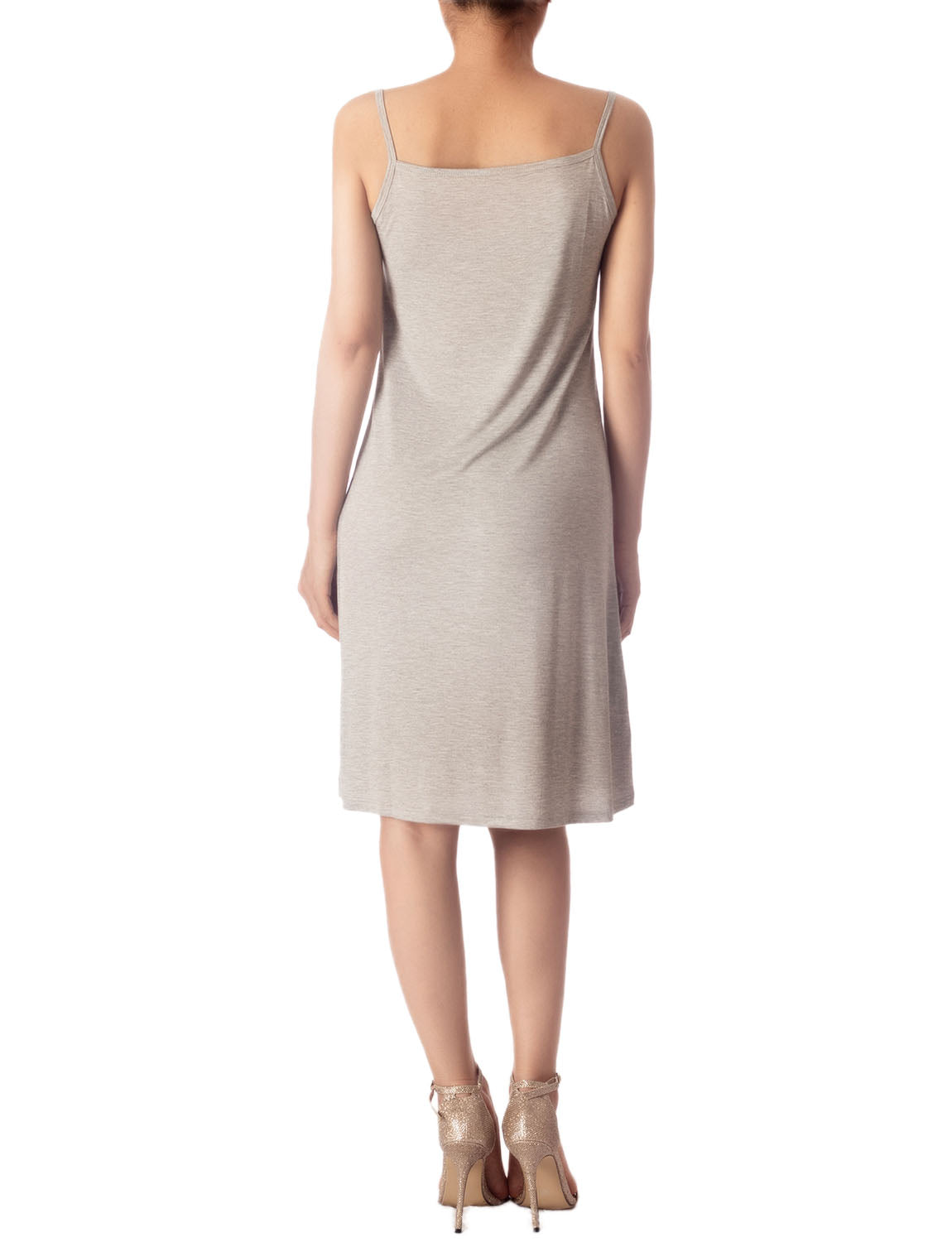Women's Modal Knee Length Spaghetti Strap Stripes Full Slip
