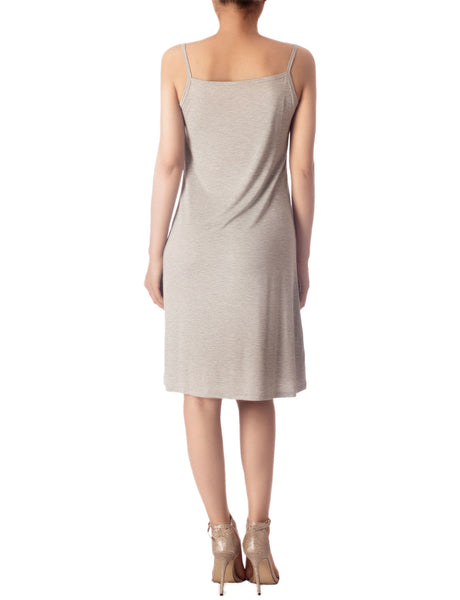 Women's Modal Knee Length Spaghetti Strap Stripes Full Slip