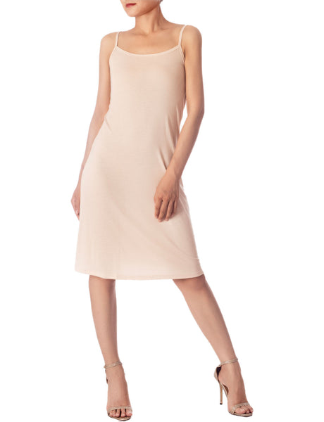 Women's Modal Knee Length Spaghetti Strap Stripes Full Slip