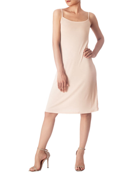 Women's Modal Knee Length Spaghetti Strap Stripes Full Slip