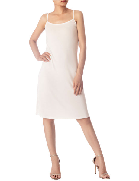 Women's Modal Knee Length Spaghetti Strap Stripes Full Slip