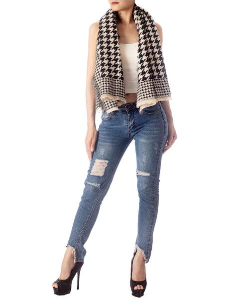 Women's Warm Fringe Tassel Animal Print Oversized Large Wrap Scarf
