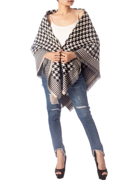 Women's Warm Fringe Tassel Animal Print Oversized Large Wrap Scarf