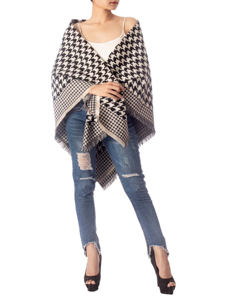 Women's Warm Fringe Tassel Animal Print Oversized Large Wrap Scarf