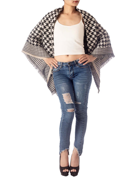 Women's Warm Fringe Tassel Animal Print Oversized Large Wrap Scarf