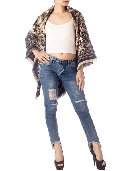 Women's Warm Fringe Tassel Animal Print Oversized Large Wrap Scarf