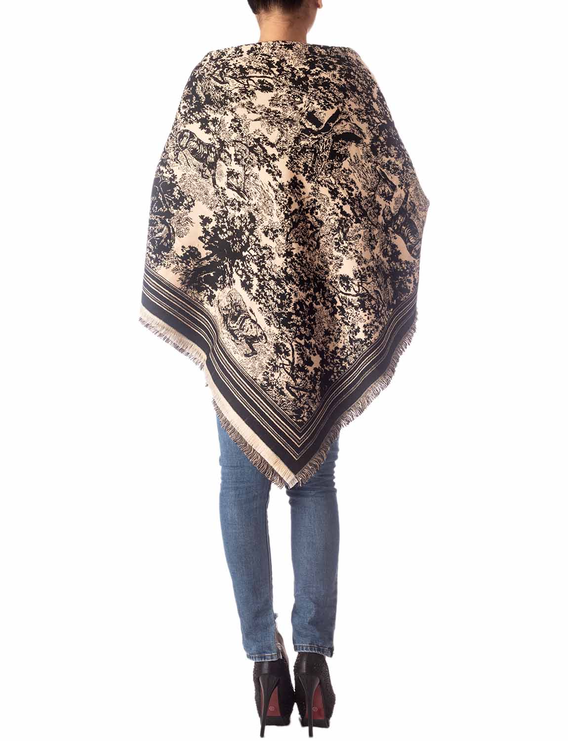 Women's Warm Fringe Tassel Animal Print Oversized Large Wrap Scarf