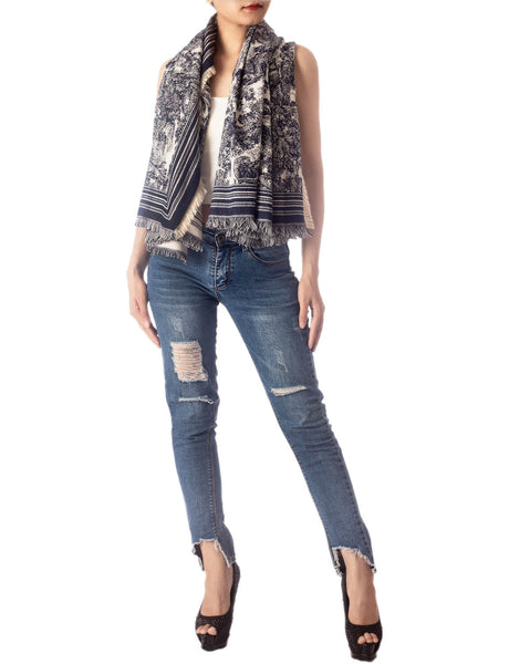 Women's Warm Fringe Tassel Animal Print Oversized Large Wrap Scarf