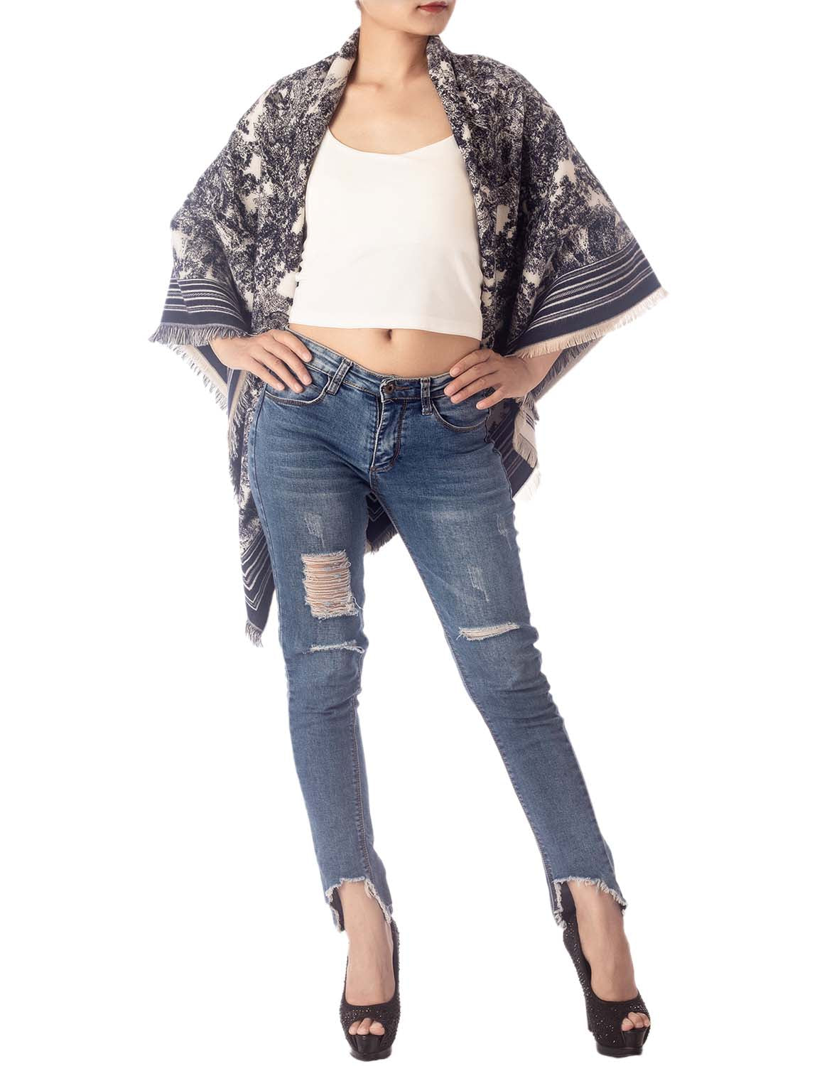 Women's Warm Fringe Tassel Animal Print Oversized Large Wrap Scarf