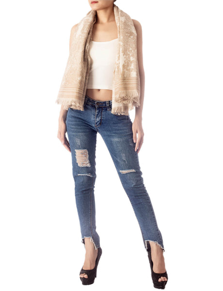 Women's Warm Fringe Tassel Animal Print Oversized Large Wrap Scarf