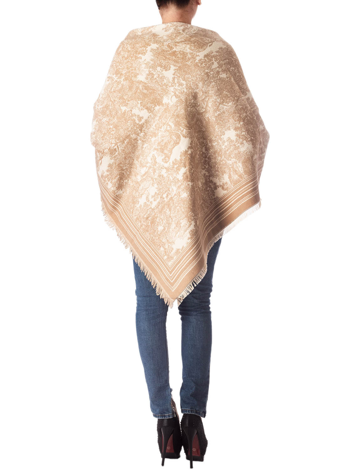 Women's Warm Fringe Tassel Animal Print Oversized Large Wrap Scarf