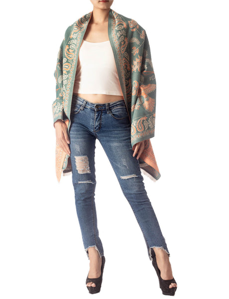 Women's Fringe Tassel Animal Print Warm Oversized Large Wrap Scarf