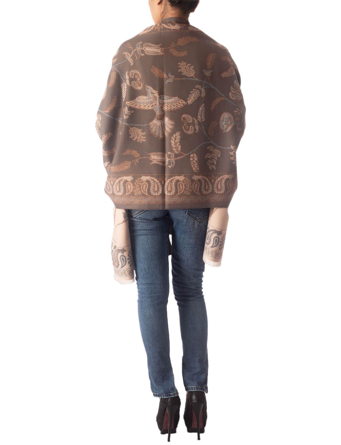 Women's Fringe Tassel Animal Print Warm Oversized Large Wrap Scarf