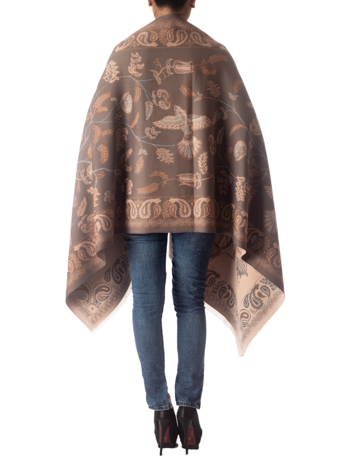 Women's Fringe Tassel Animal Print Warm Oversized Large Wrap Scarf