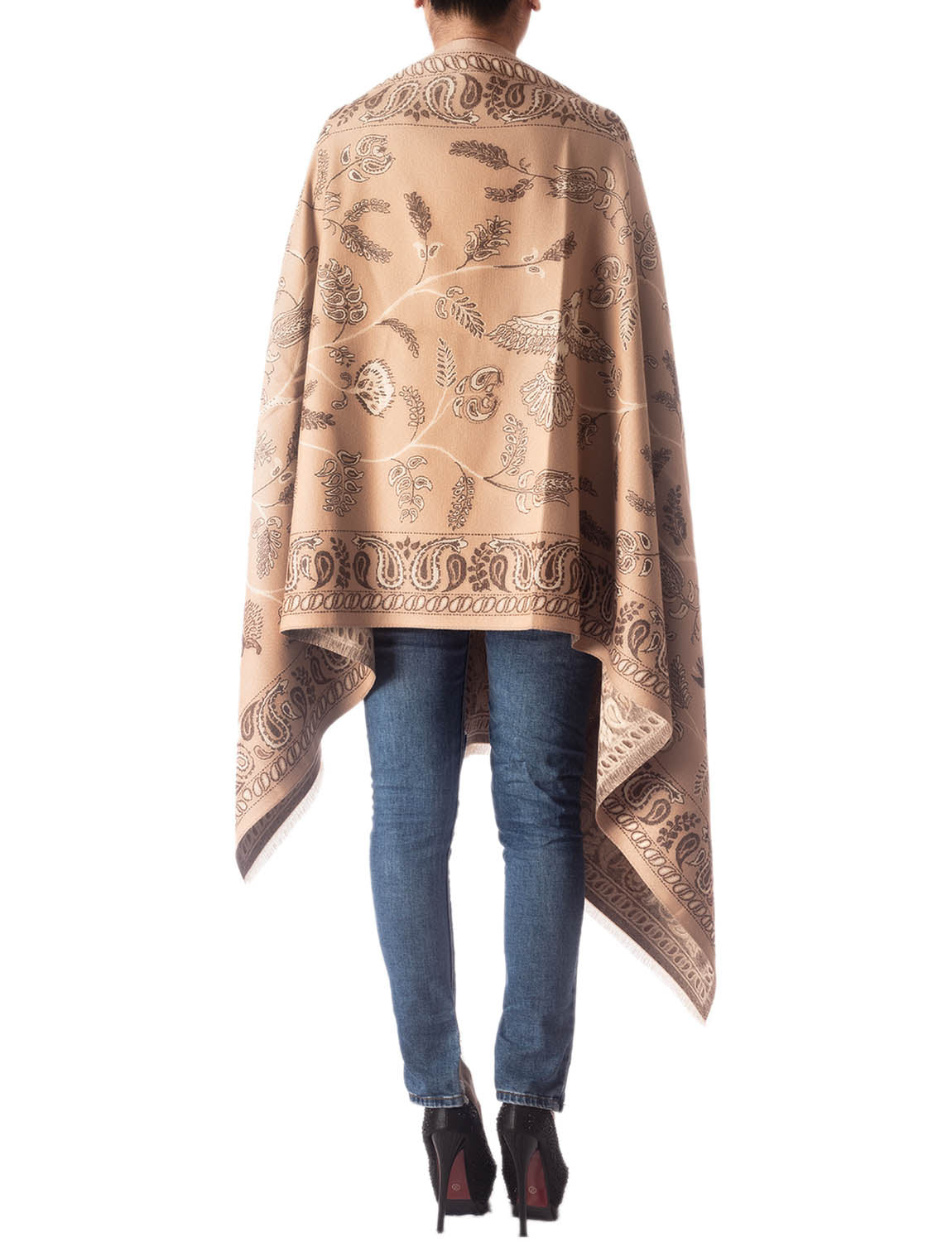 Women's Fringe Tassel Animal Print Warm Oversized Large Wrap Scarf