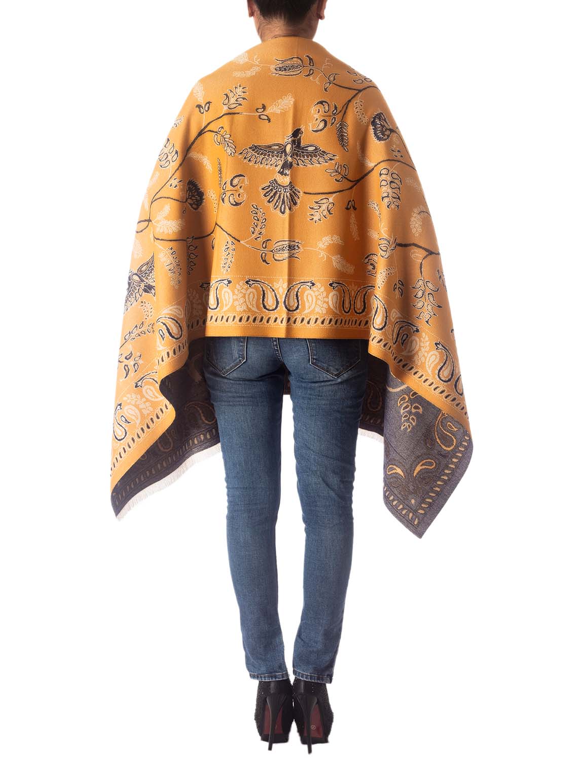 Women's Fringe Tassel Animal Print Warm Oversized Large Wrap Scarf