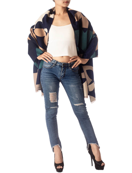 Women's Fringe Tassel Warm Oversized Large Checkered Wrap Scarf