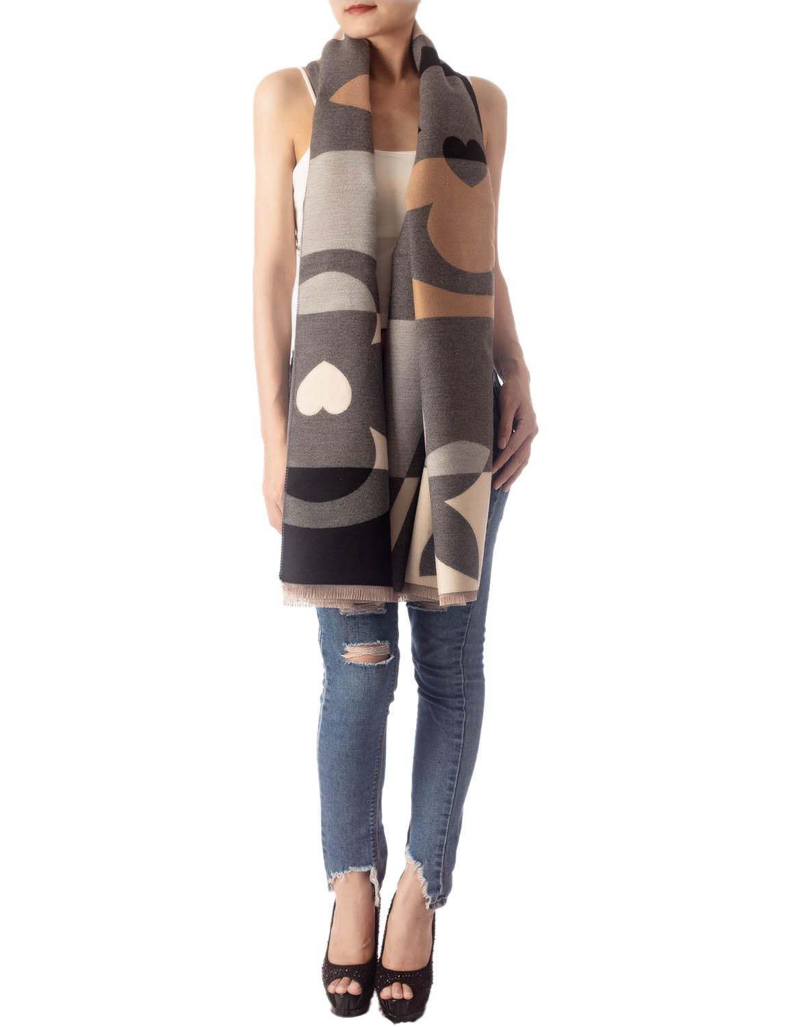 Women's Fringe Tassel Warm Oversized Large Checkered Wrap Scarf