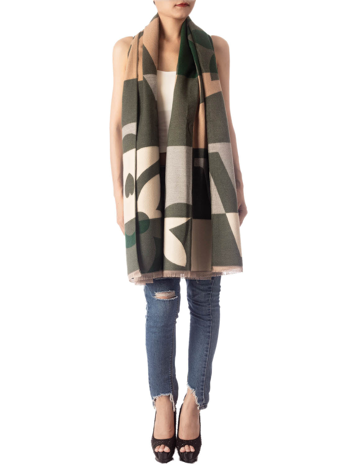Women's Fringe Tassel Warm Oversized Large Checkered Wrap Scarf