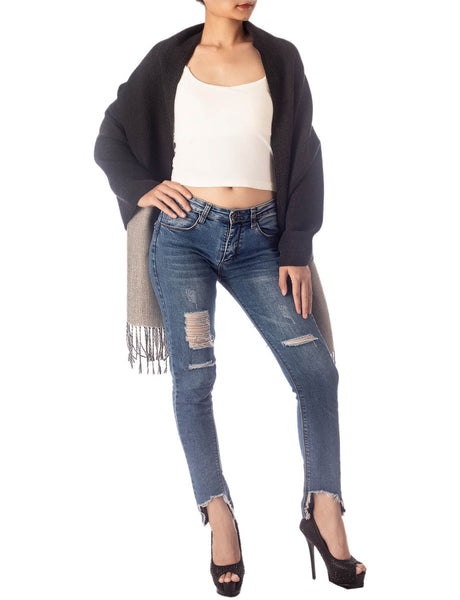 Women's Fringe Tassel Warm Oversized Large Plain Pattern Wrap Scarf