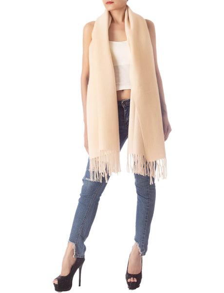Women's Fringe Tassel Warm Oversized Large Plain Pattern Wrap Scarf