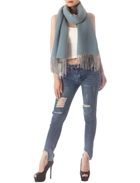 Women's Fringe Tassel Warm Oversized Large Plain Pattern Wrap Scarf