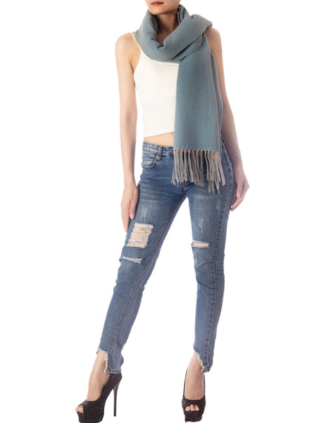 Women's Fringe Tassel Warm Oversized Large Plain Pattern Wrap Scarf