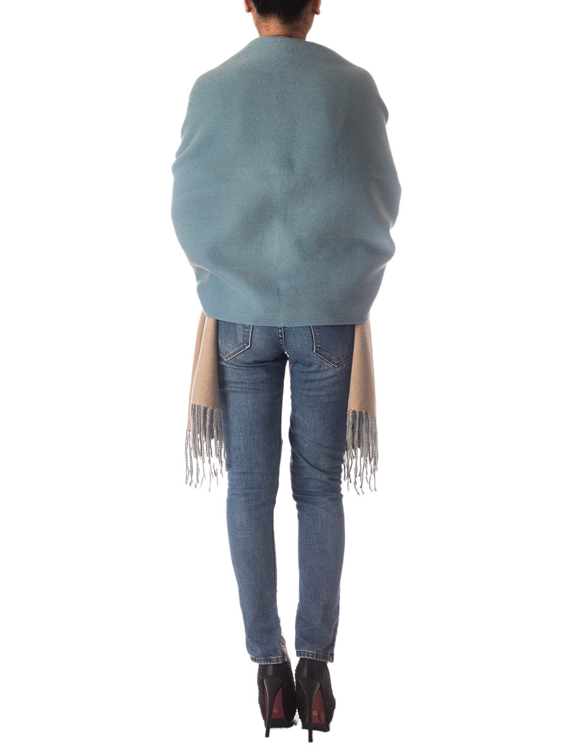 Women's Fringe Tassel Warm Oversized Large Plain Pattern Wrap Scarf