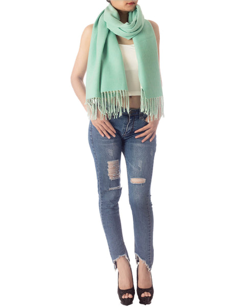 Women's Fringe Tassel Warm Oversized Large Plain Pattern Wrap Scarf