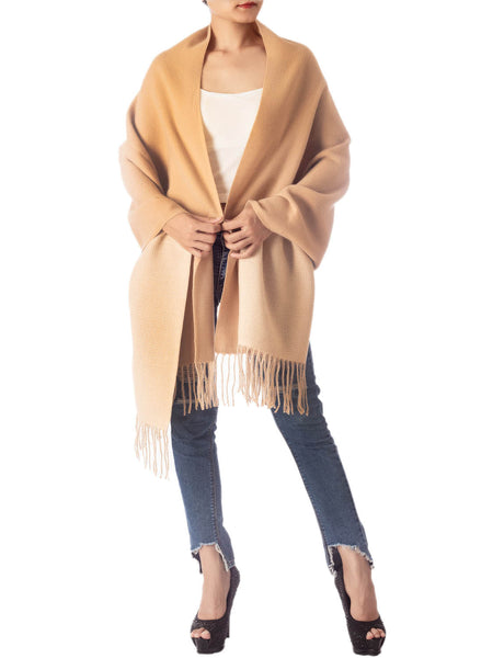 Women's Fringe Tassel Warm Oversized Large Plain Pattern Wrap Scarf