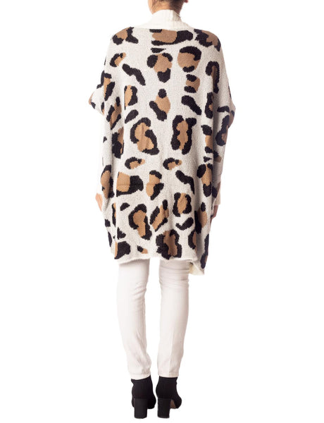 Women's Leopard Sweater Loose Oversized Casual Long Sleeve Cardigan