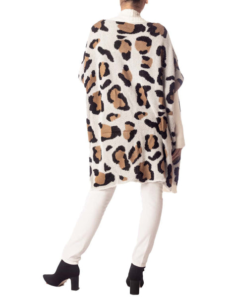 Women's Leopard Sweater Loose Oversized Casual Long Sleeve Cardigan