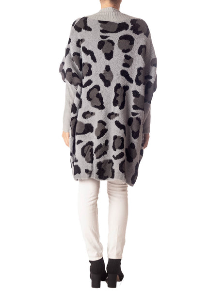 Women's Leopard Sweater Loose Oversized Casual Long Sleeve Cardigan