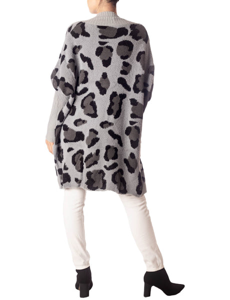 Women's Leopard Sweater Loose Oversized Casual Long Sleeve Cardigan