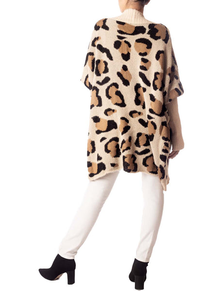 Women's Leopard Sweater Loose Oversized Casual Long Sleeve Cardigan