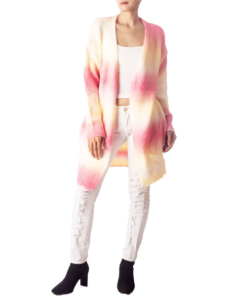 Women's Gradient Multicolor Sweater Loose Oversized Long Sleeve Cardigan